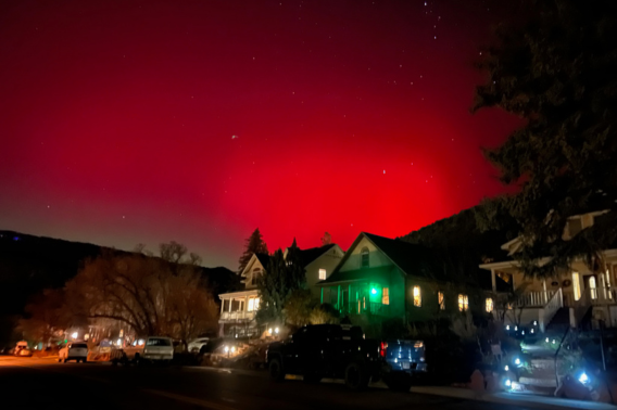 northern lights in a twon 