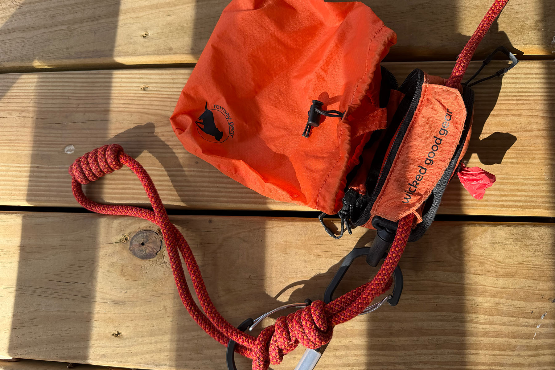 dog poop bag on leash
