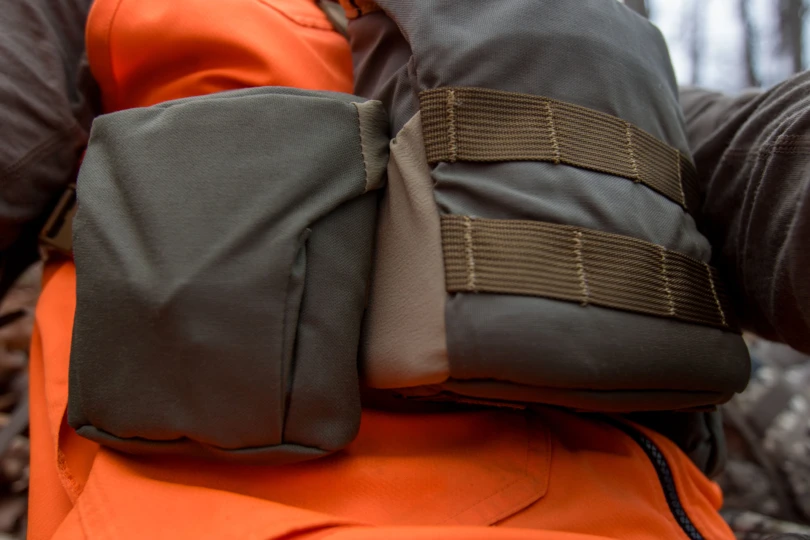 An accessory pouch on the Kifaru Standard Bino Harness