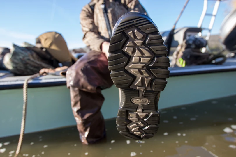 Tread on the bottom of rubber boots.