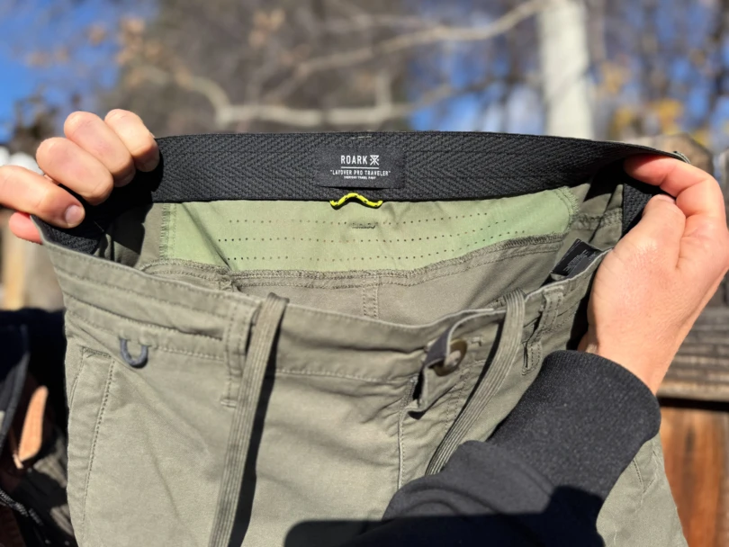 a detail image of the rear of the pants, showing the laser perforations that ventilate