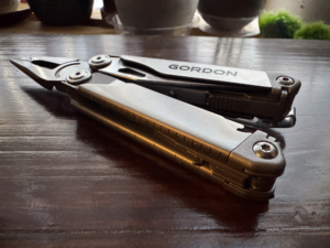 the gordon 20-in-1 multitool on a table indoors