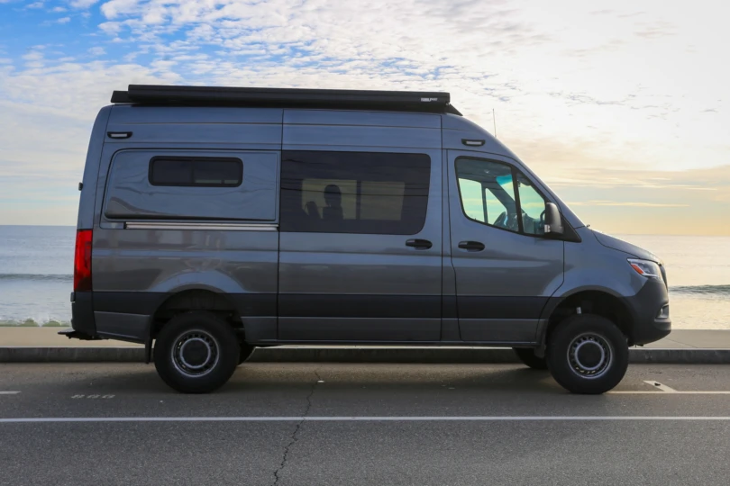 Side view of a campervan