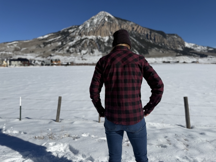 Morgan Tilton testing flannels; photo/Dane Tudor