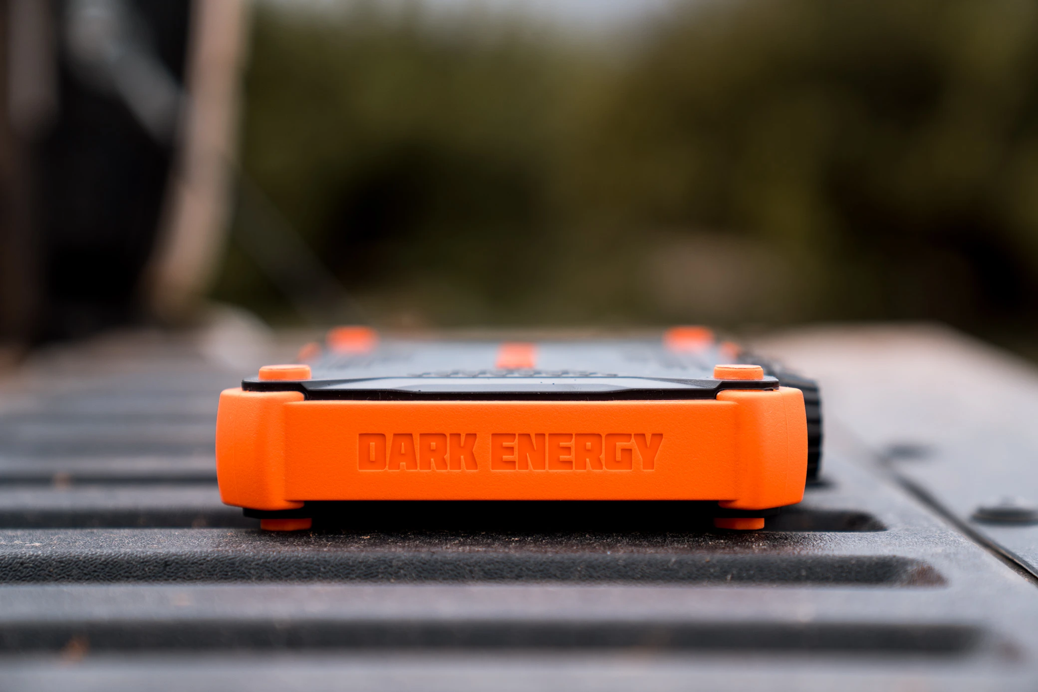 Close-up of the rugged Dark Energy pack on a truck bed