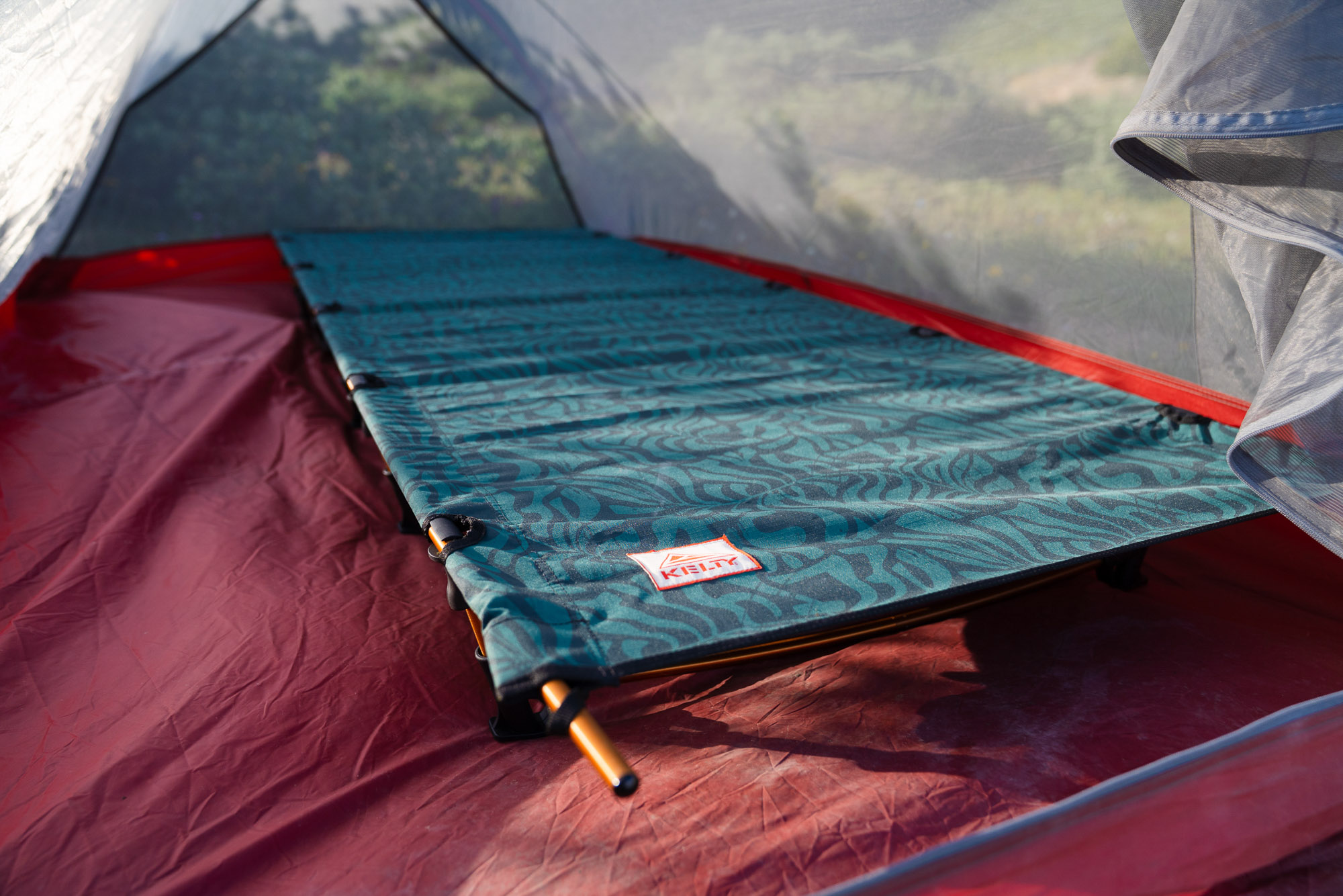the kelty lowdown cot in a backpacking tent in colorado