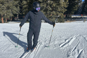 Full-body view showing the Norrona Lofoten jacket paired with Flex1 pants