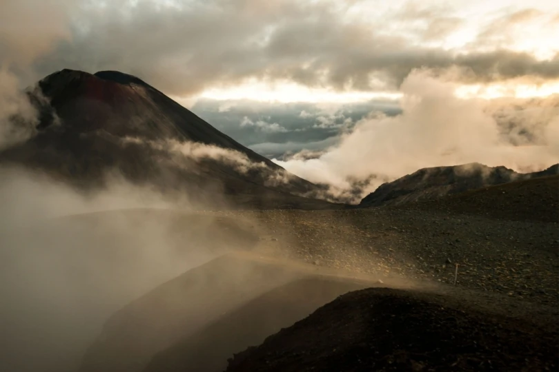 fog on volcano