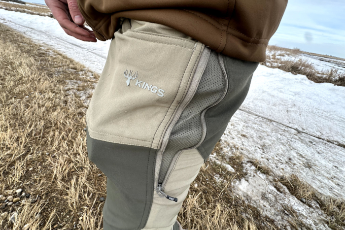 An unzipped hip vent on the Kings Camo XKG Field Pant.