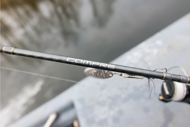 The rod label of the Shimano Compre Lite Spinning rod