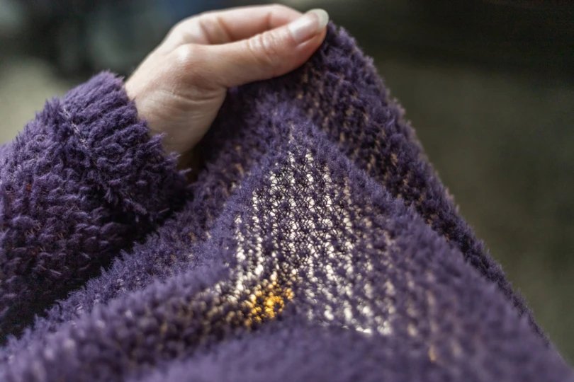 Leve Outdoors Alpha 90gsm Hoodie fabric close-up, showing the open-knit Alpha insulation