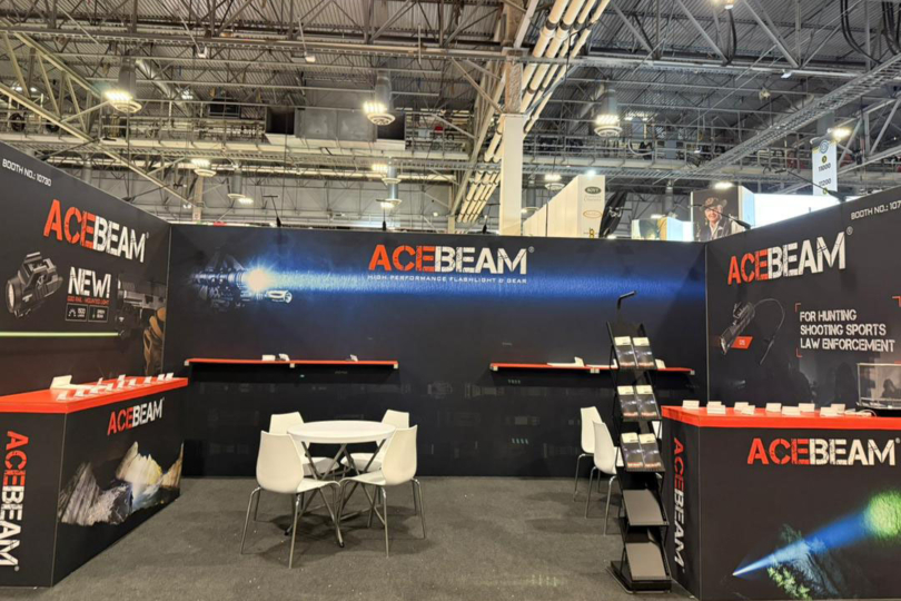 A flashlight booth for Acebeam at SHOT Show 2026