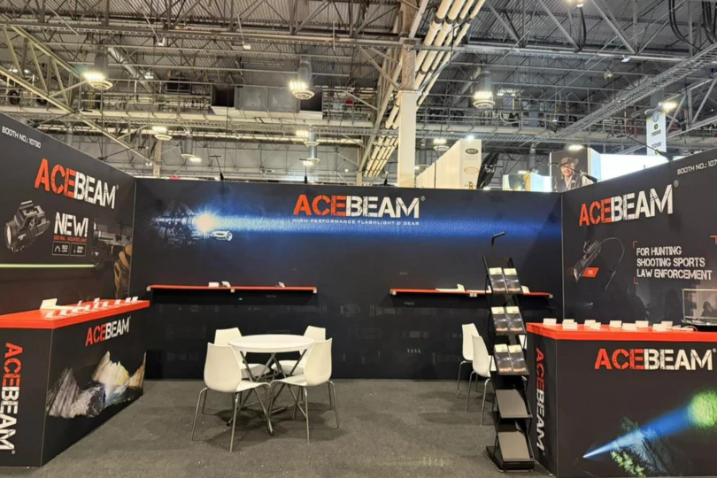 A flashlight booth for Acebeam at SHOT Show 2026