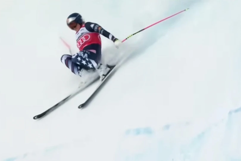 Lindsey Vonn crashing in Switzerland.