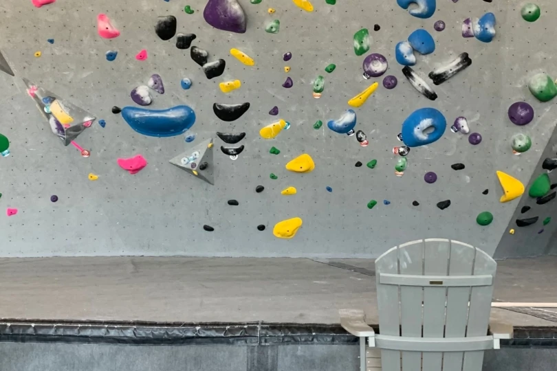 indoor climbing gym with holds