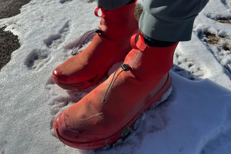 Arc’teryx Norvan Nivalis GTX shoes on icy ground
