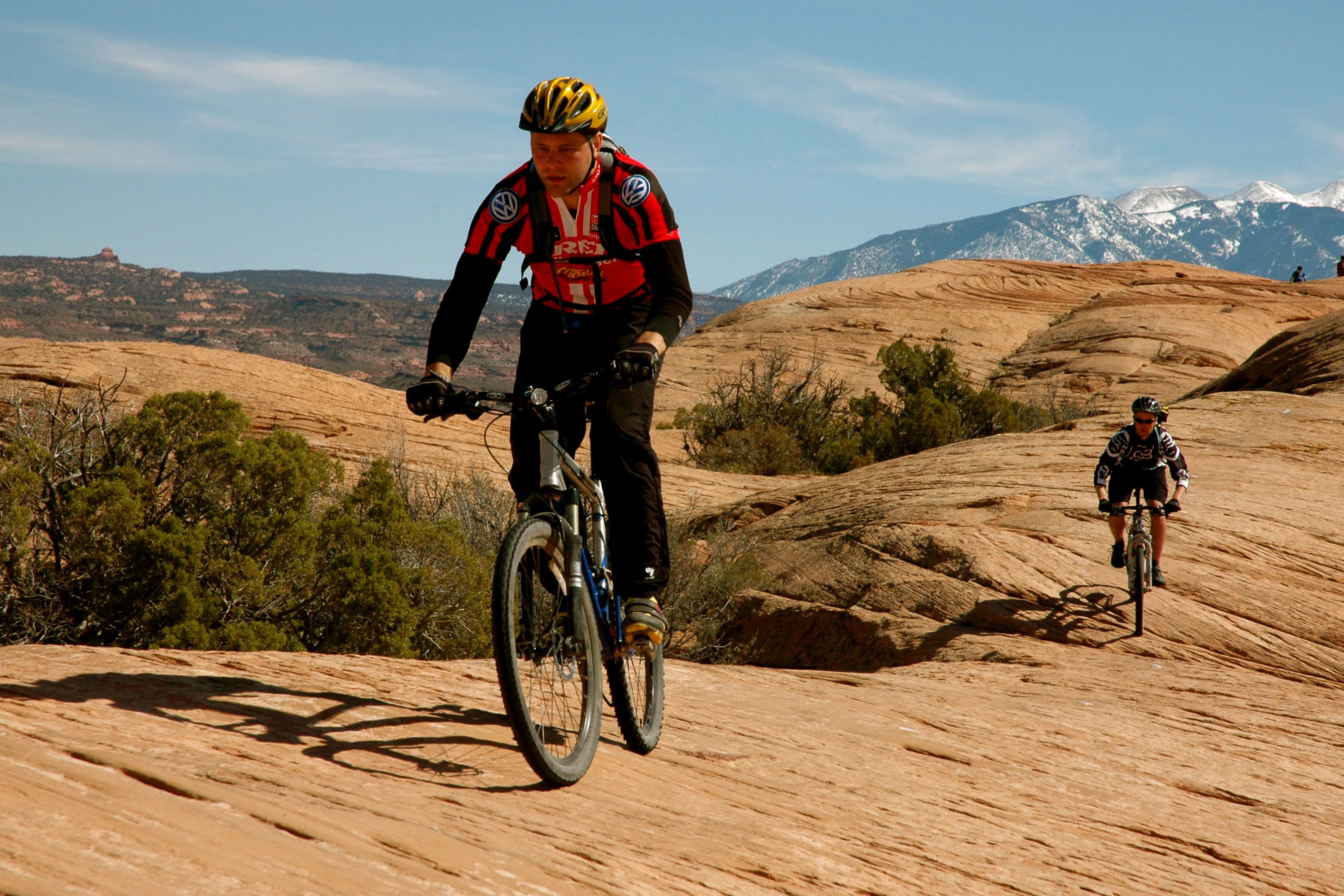 Mountain biker on Slick Rock Trail in Moab.