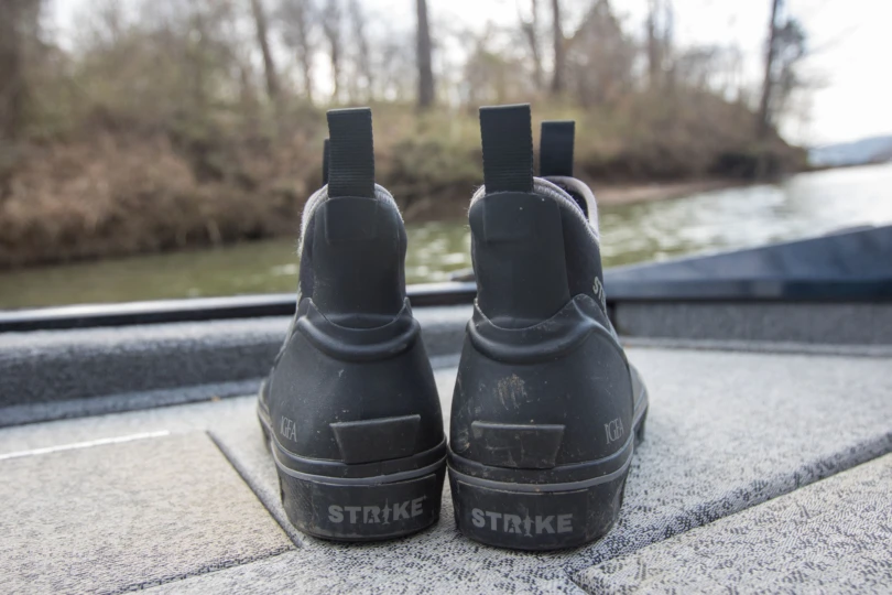 Deck boots on a boat deck.