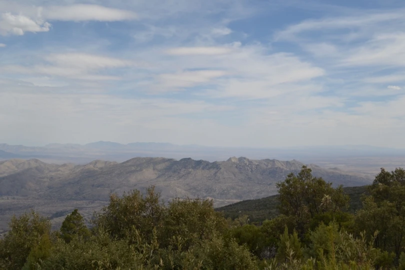 overview of mountains with blue sky