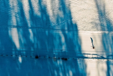overhead view of cross country skier