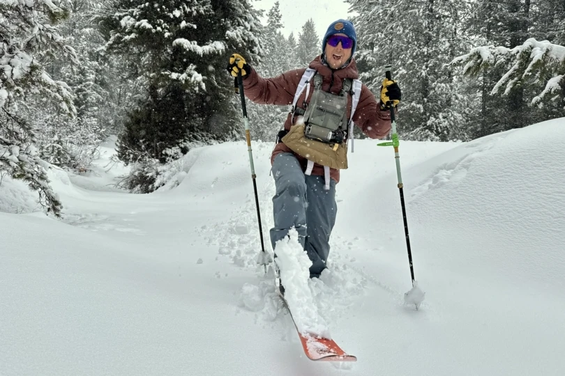 a skier breaking trail on the Rossignol XP Positrack 105 skis