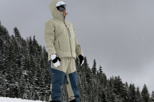 wearing the Patagonia Snowfarer Jacket
