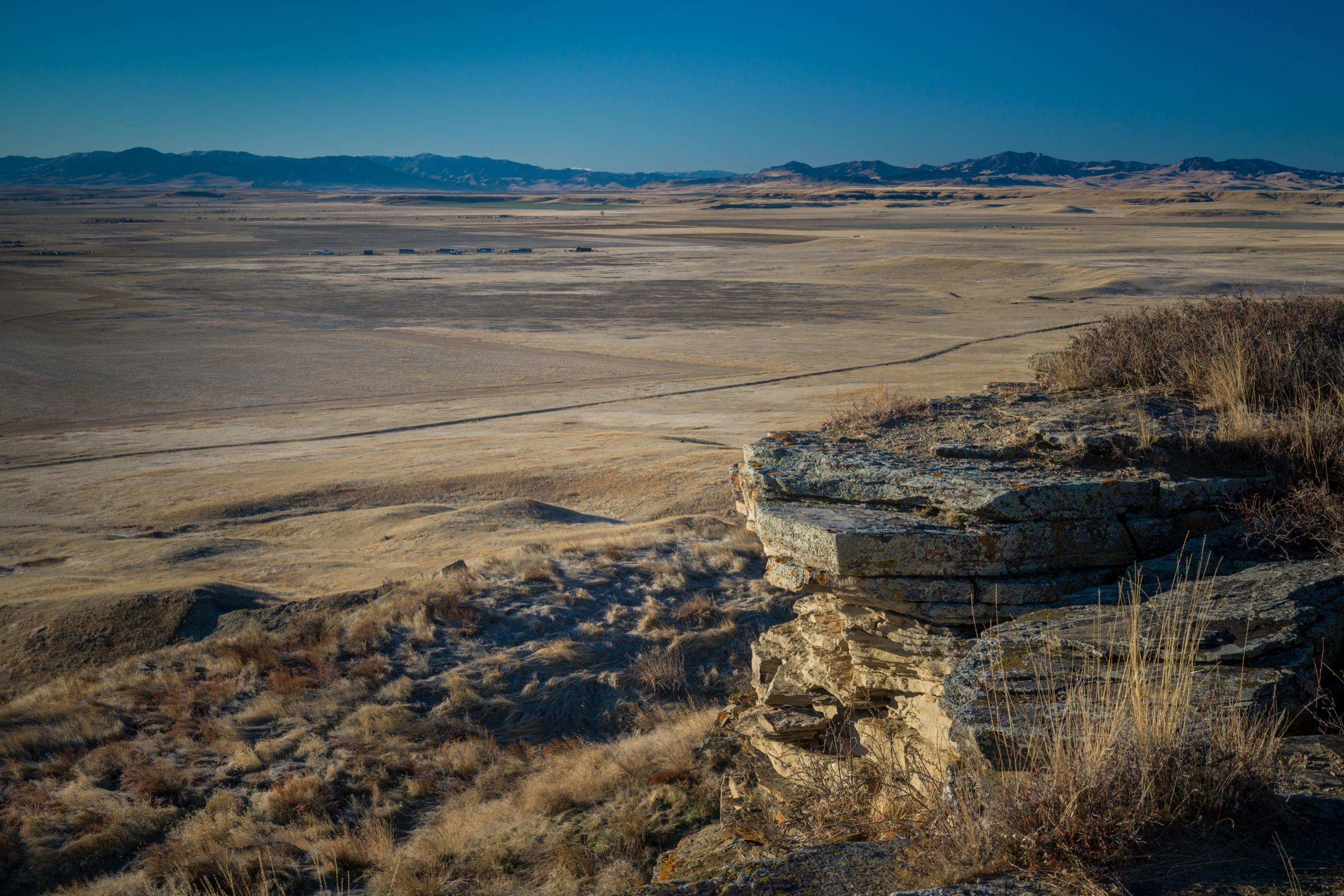 cliff overlooking prairie