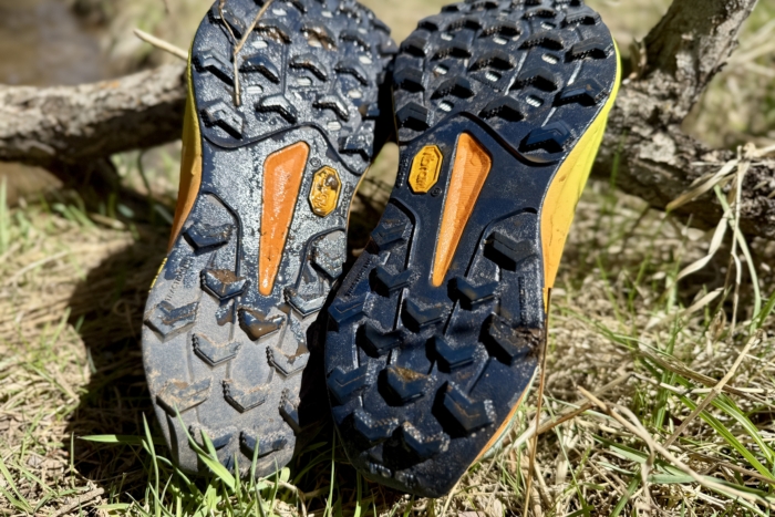 Close up of Saucony Peregrine 16 Trail Running Shoe showing traction