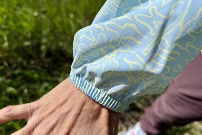 Close-up of a sun shirt cuffs made to keep out bugs