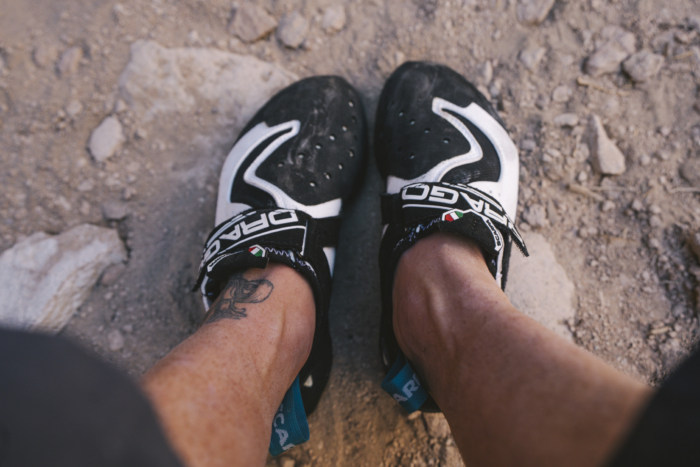 Scarpa Drago LV Climbing Shoes being tested