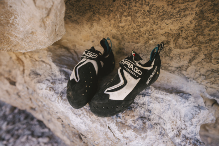 Scarpa Drago LV Climbing Shoes being tested