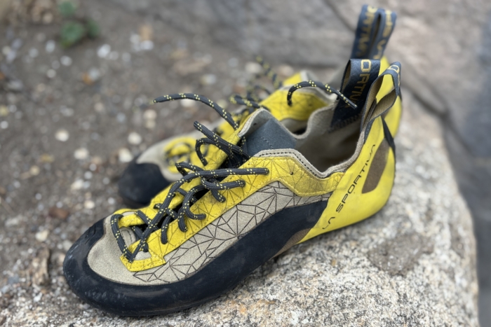 La Sportiva Finale Climbing Shoes being tested