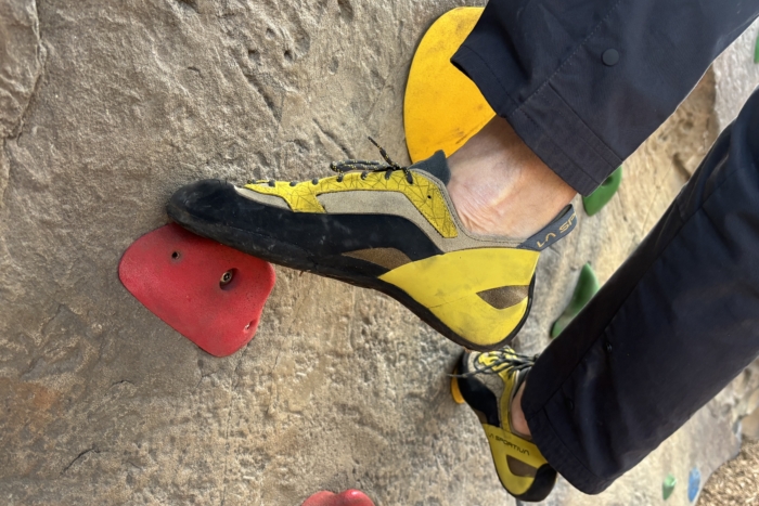 La Sportiva Finale Climbing Shoes being tested
