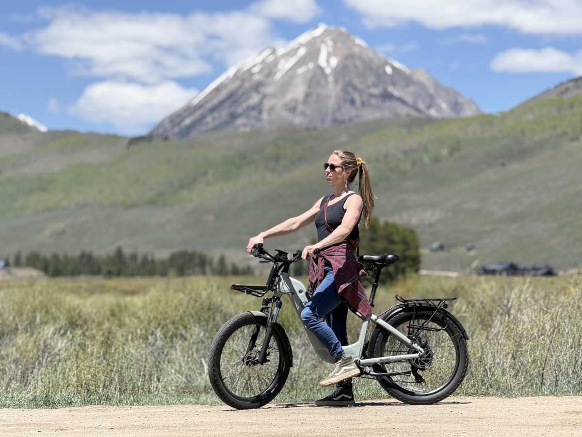 Senior Editor Morgan Tilton testing the Buzz Cerana 2 e-bike; (photo/Dane Tudor)