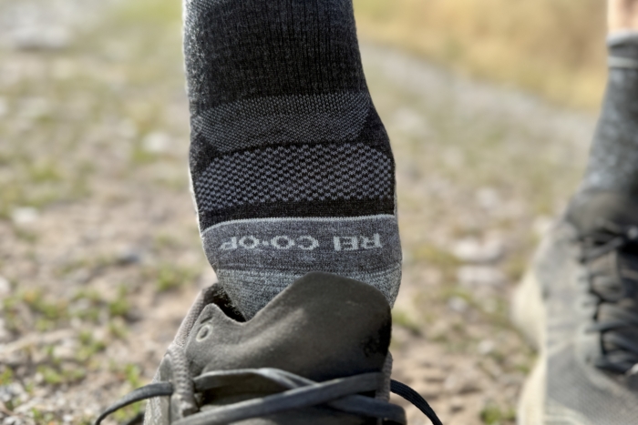 REI Co-op hiking socks being tested.