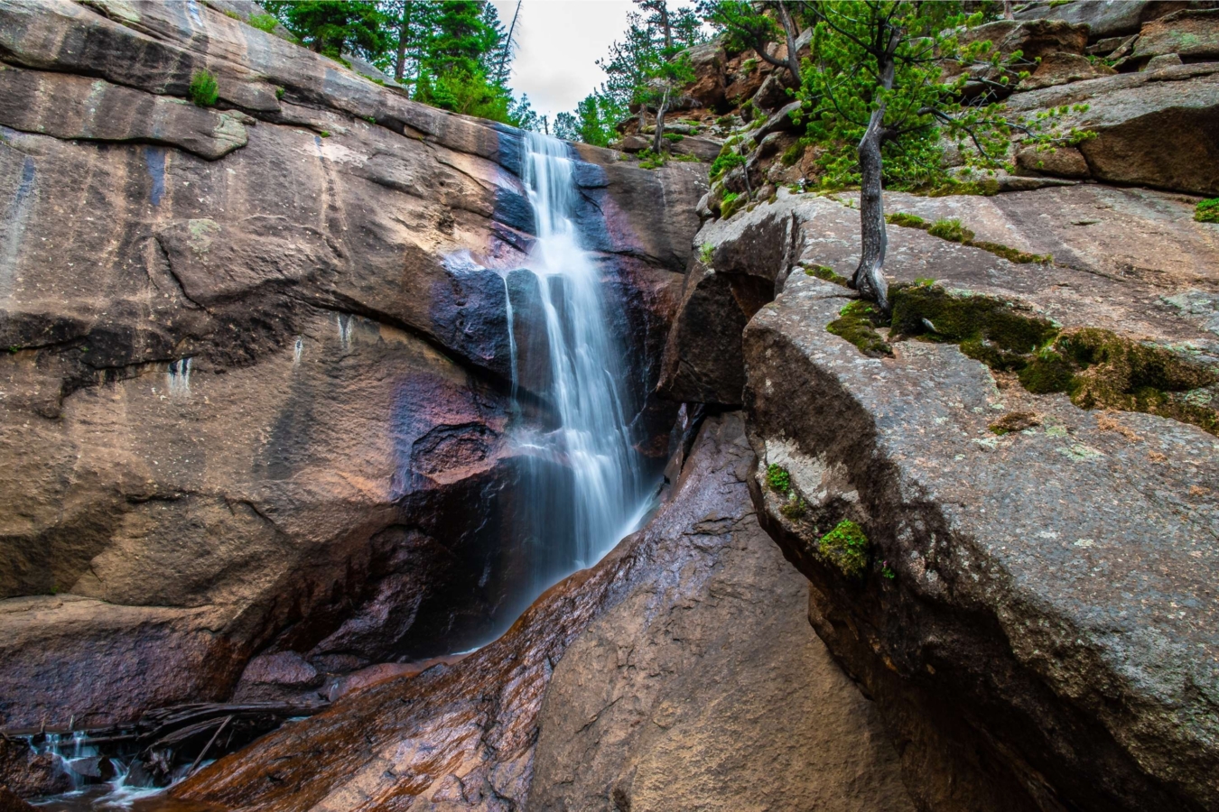waterfall among rocks