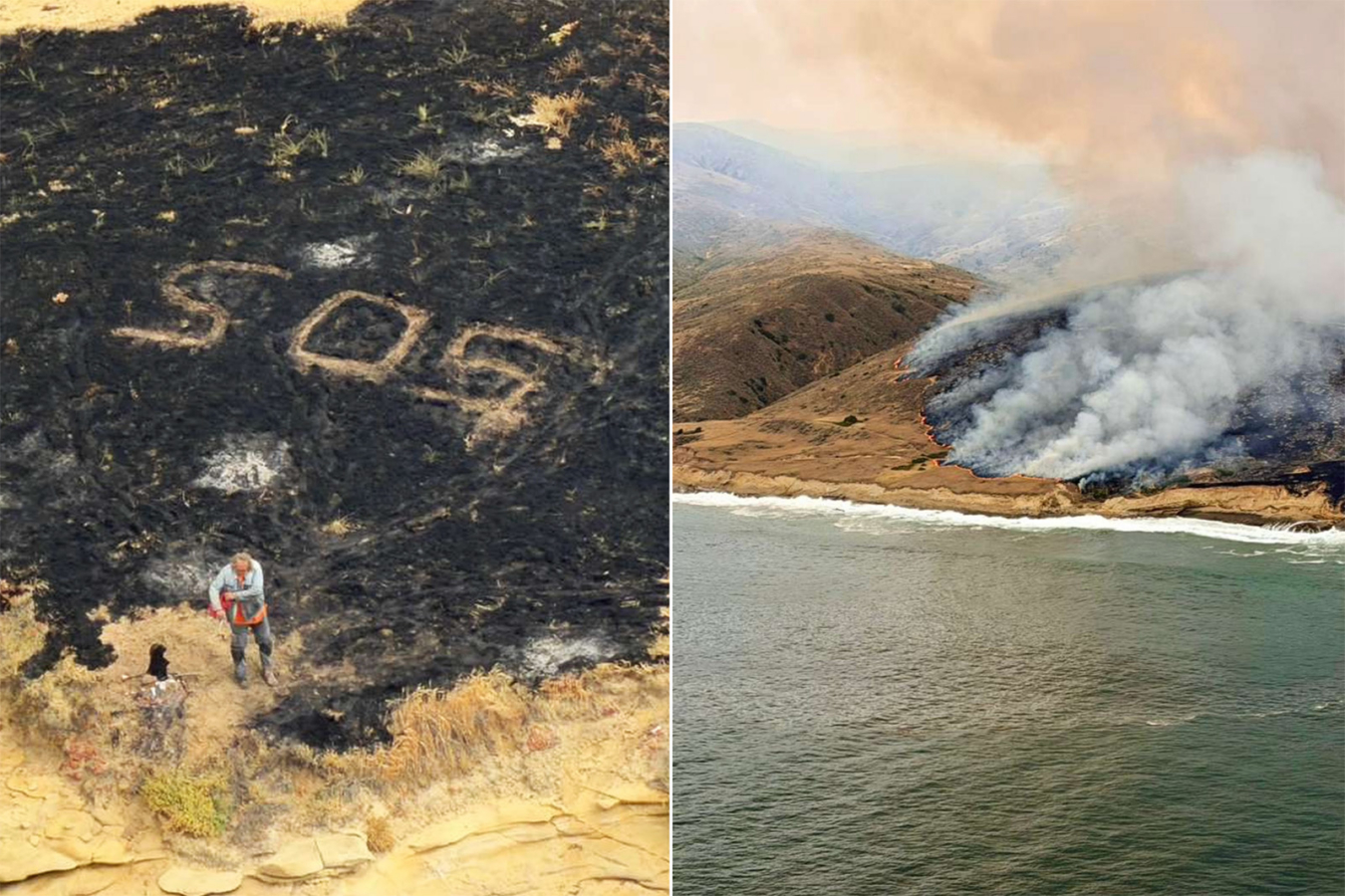 Channel Islands wildfire and SOS on charred ground