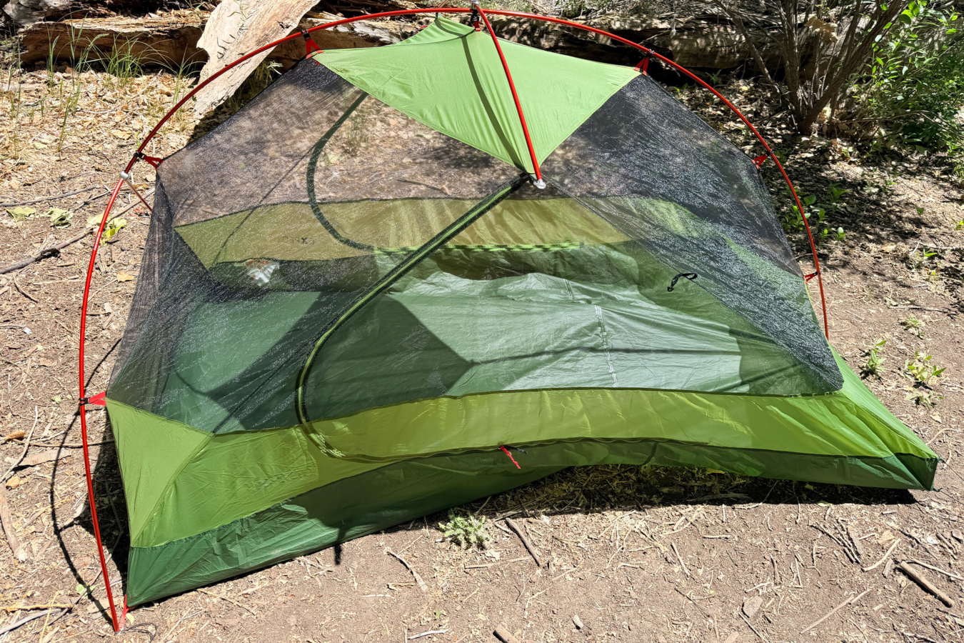 Green Cassira tent set up without the rainfly