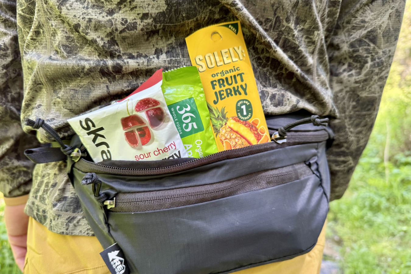 REI Co-op Trail 2 Waist Pack with snacks