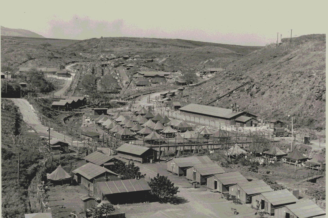 black and white photo of camps