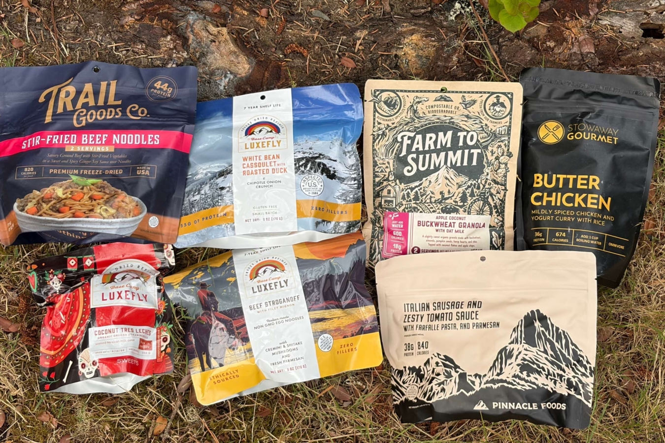 group of backpacking meals