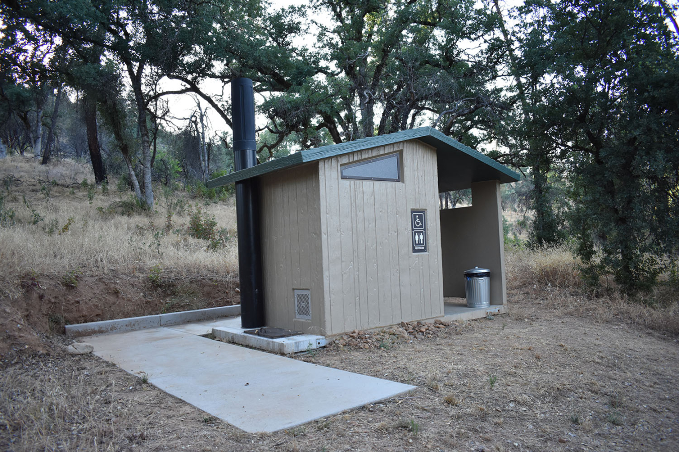 Outdoor vault toilet near redding CA