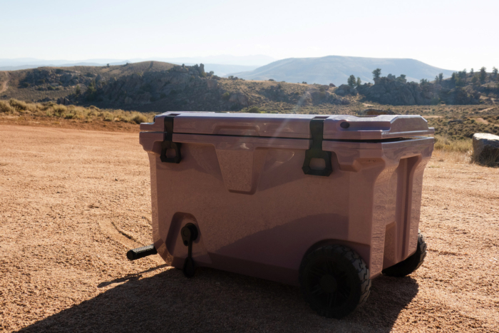 BrüMate rolling cooler with large wheels and drain plug