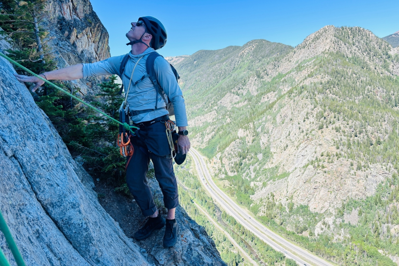 a climber wearing La Sportiva Roots pants