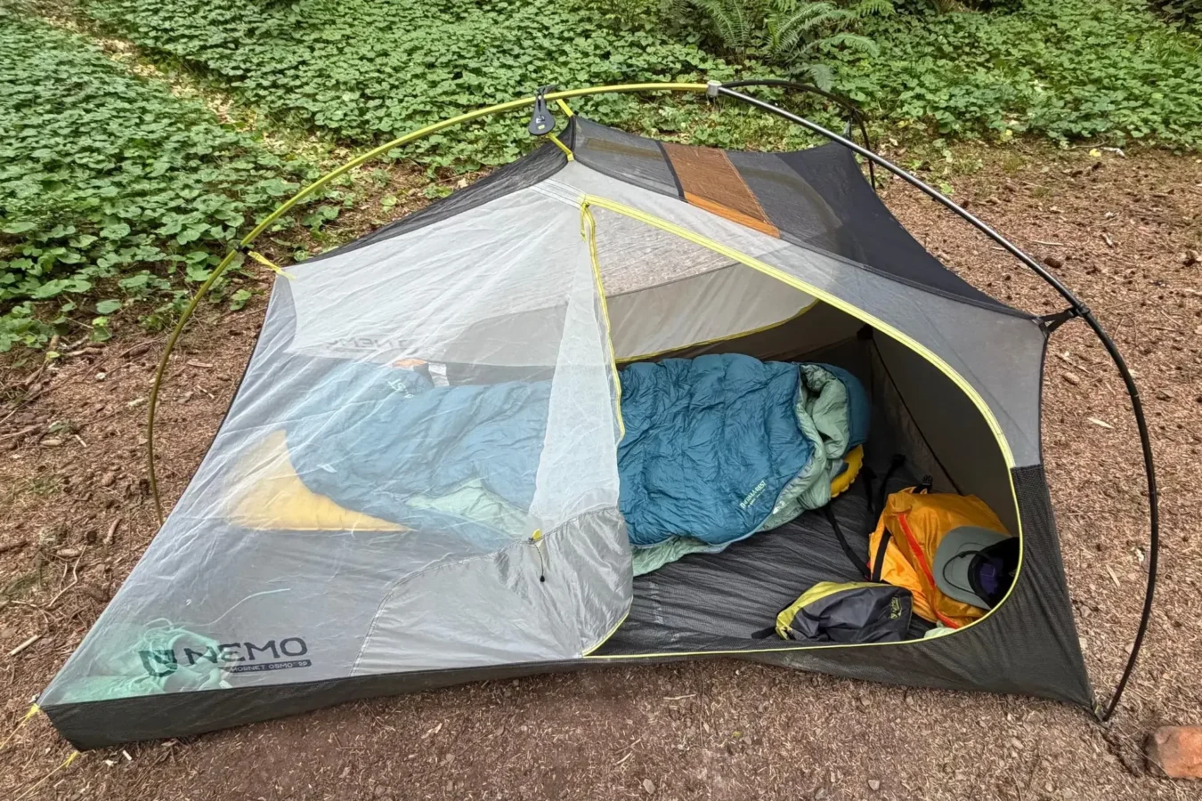 Therm A Rest Parsec Sleeping Bag in a tent