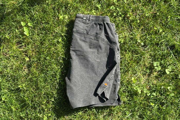 Folded Ripton shorts showing the side slit
