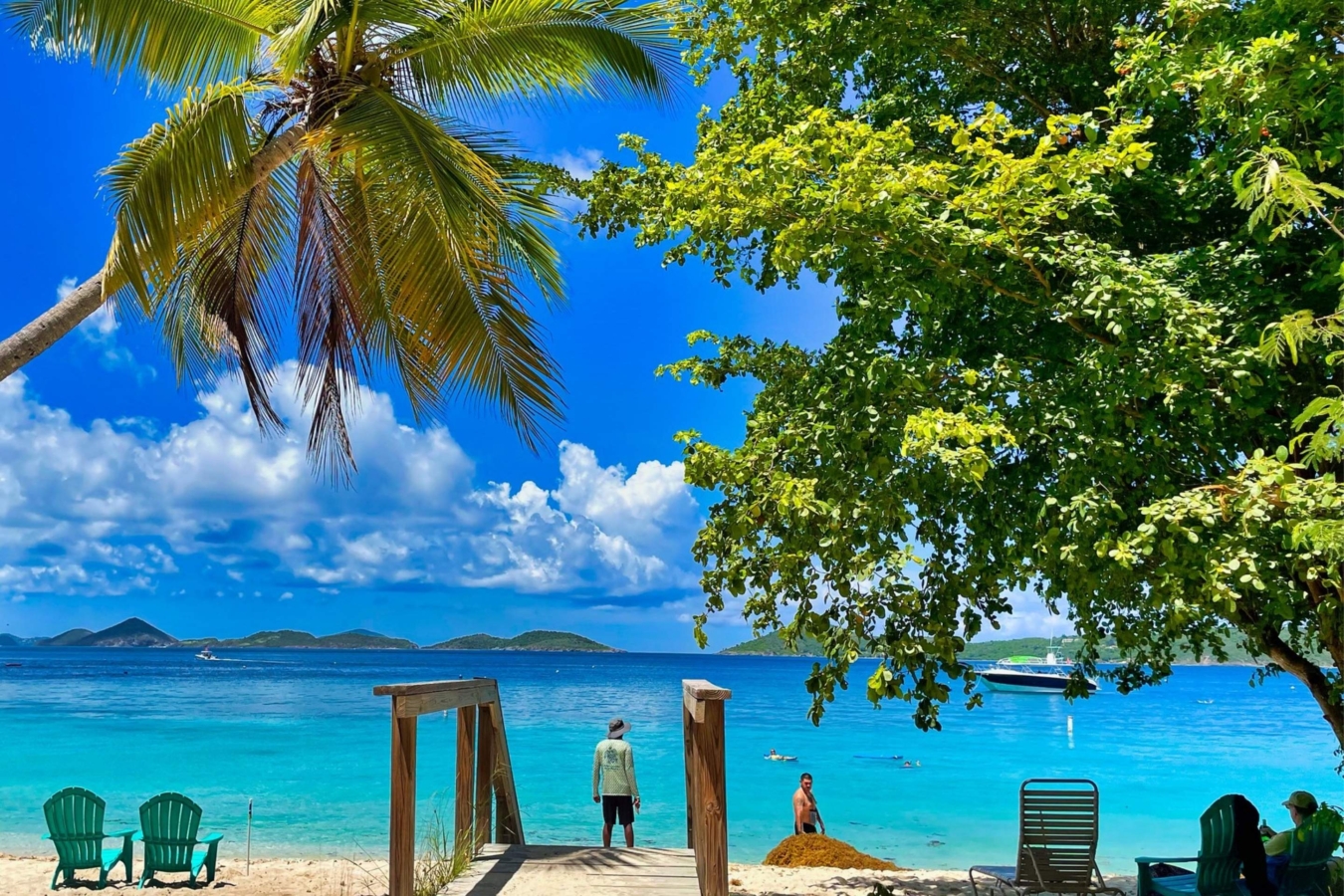 beach access stairs with blue water