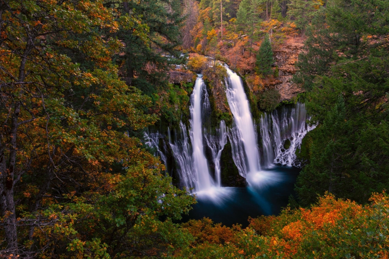 waterfall in midst of fall foliage