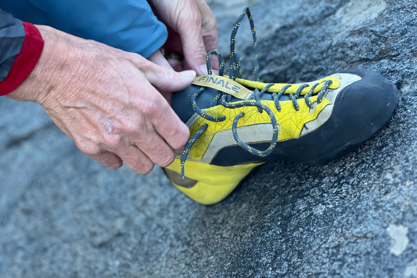 man wearing La Sportiva climbing shoes
