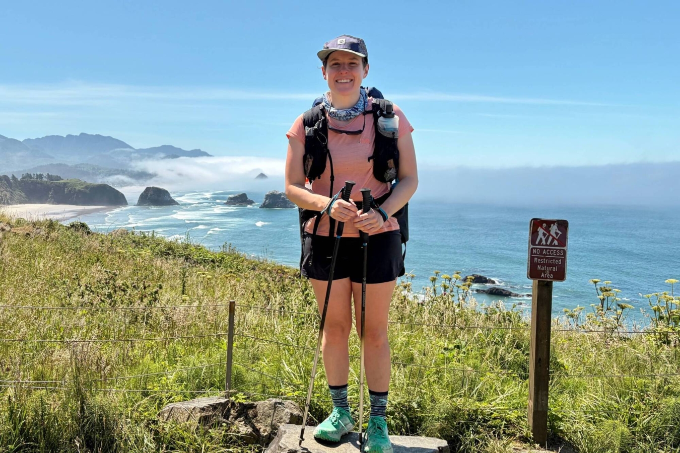 a woman wearing Golden Gate AT shoes